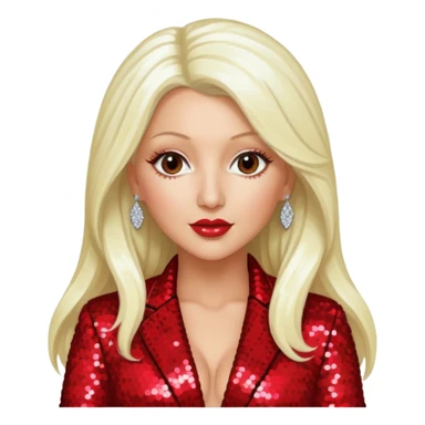 Christina Aguilera with long platinum blonde hair, red sequin outfit sticker