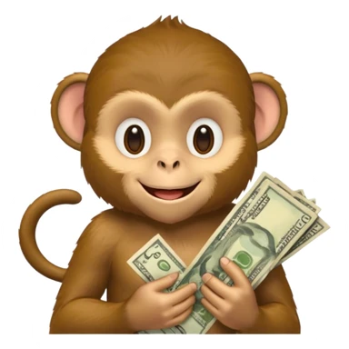 monkey holding money on shoudure sticker