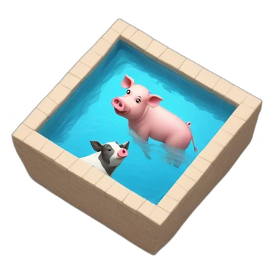 Pig and cow swimming in pool sticker