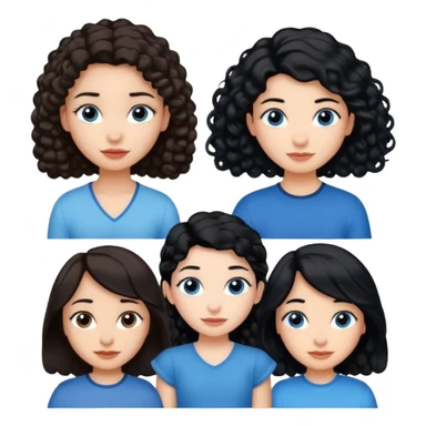 Algo de Disney y por detrás o delante pon a quatro chicas: una con el pelo largo rizado marrón , otra con el pelo muy corto negro, como un chico, otra con el pelo mediano liso marrón con ojos azulesy otra con el pelo negro largo liso . Todos son color carne. Es para el viaje sticker