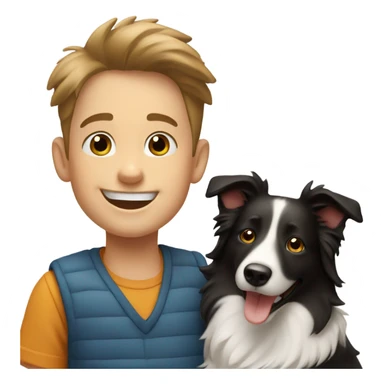 happy boy with  a Border Collie. sticker
