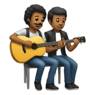 A man playing guitar and another man playing synthetizer  sticker