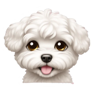 A white Shih-Poo puppy in a chibi style with big eyes and a cute smile, with small pink hearts. sticker