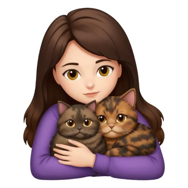 brunette girl snuggling a tortoiseshell Persian cat sticker