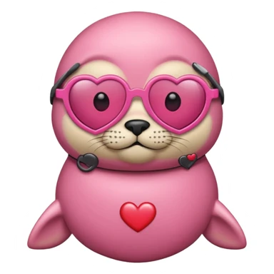 a pink seal wearing heart sunglasses  sticker
