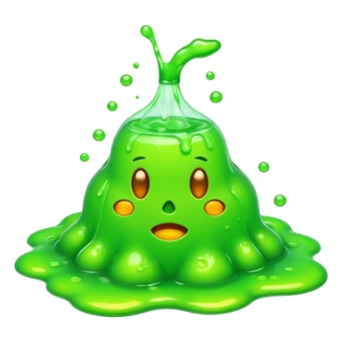 3D render of Green Ooze Puddle, toxic waste aesthetic, neon green bubbling liquid, caution yellow metal, industrial warning texture, Apple emoji style, isolated on white background --v 6.0 sticker