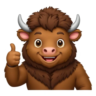 Funny bison showing thumbs up sticker