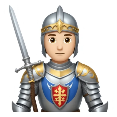 a knight in bright silver armor, holding a sword sticker