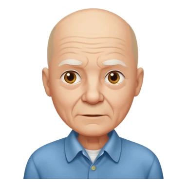 bald elderly with shirt sticker