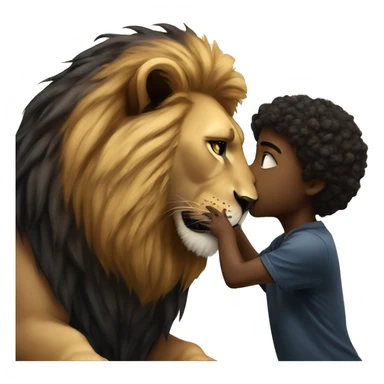 Big serious lion kissing a little young black panther sticker