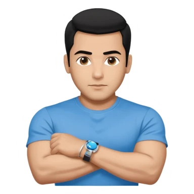 pretty bratz emoji of salman khan wearing a black tee, silver- blue bracelet, black hair sticker