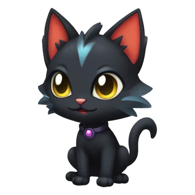 Cool Cute Edgy Black Dark Chibi Cat-Noibat-Noivern-Litten-Fakémon-hybrid sticker