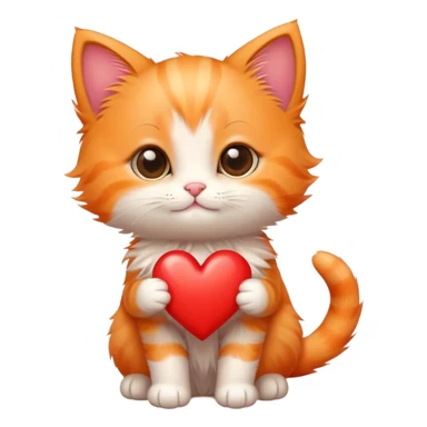 cute little orange kitten with a heart sticker