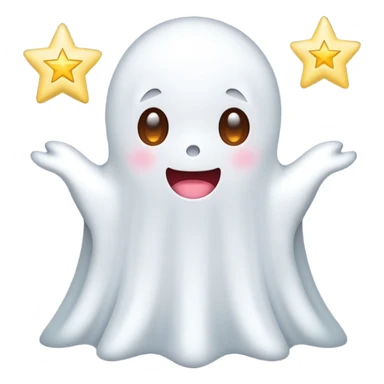 ghost kawai star white sticker