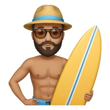 bearded man holding surfboard sticker