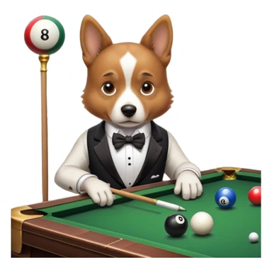 dog playing billiards sticker