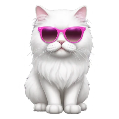 White persian cat with pink sunglasses sticker