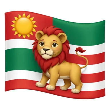 Small Lion and sun logo at the middle of flag in the red white and green flag(up to down ) sticker