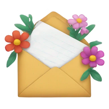 An opened envelope that has flowers coming out of it sticker