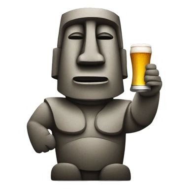 moai statue with a beer  sticker