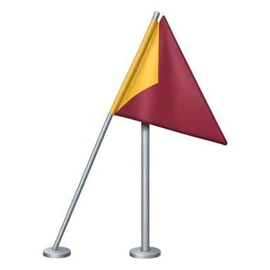maroon, silver, and gold flag with triangle cutout at end and grey pole sticker
