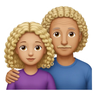 Papá calvo moreno, hija rizada con pelo largo  y mamá rubia pero que no se abracen, la mamá lacia sticker