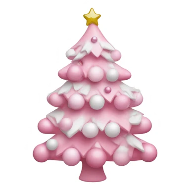Pink pastel Christmas tree with pink and white ornaments  sticker