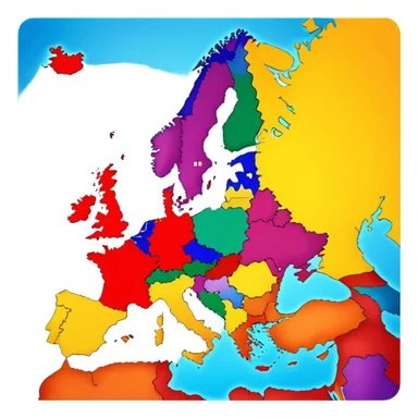 European countries flag but map sticker