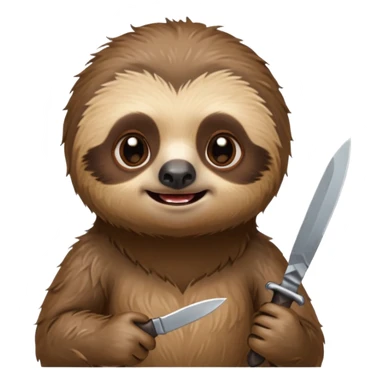 Cute little sloth holding a knife but looking evil sticker