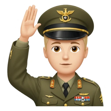 Solider giving a German salute with his hand held high and straight diagonally upward viewed from the side sticker