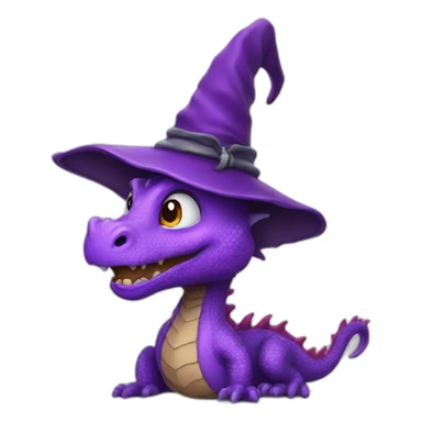 purple dragon with a wizard hat sticker