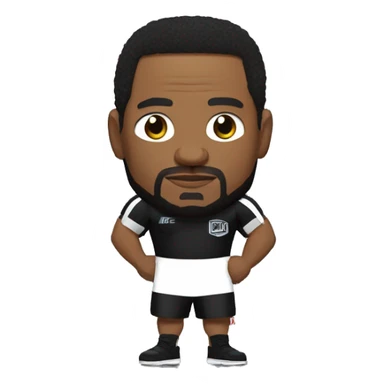 ufc referee herb dean shrugging his shoulders with a black shirt sticker