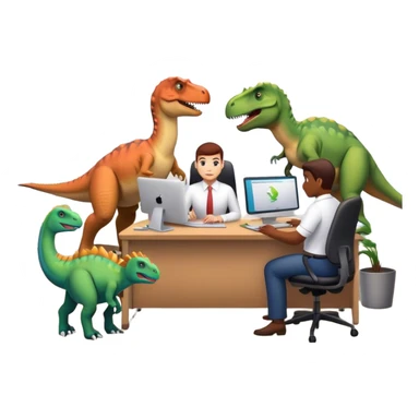 dinosaurs working in an office sticker