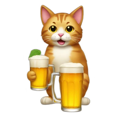 cat drink beer sticker