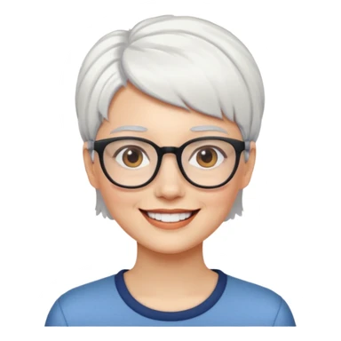 visage femme a lunettes cheveux courts blancs sticker