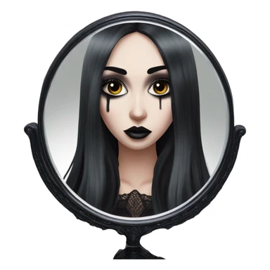 Hyper Realistic Goth victoria secret model looking into a handheld mirror  sticker