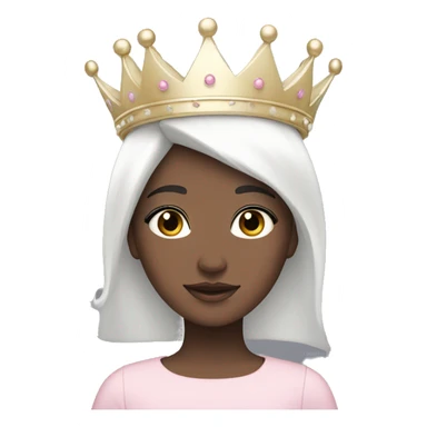 White and pastel pink crown in girl with black hair  sticker