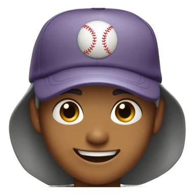 happy boy in baseball cap with two different colored eyes sticker