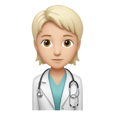 androgynous medium tone skin physician, NO stethoscope around neck sticker