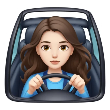 beautiful pale brunette girl with long hair driving car fast sticker