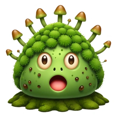 moss creature shocked with spores burst sticker