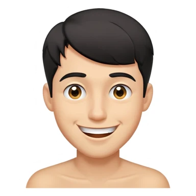 Short black haired male winking with a big smile, young man with short black hair winking one eye and smiling happily sticker