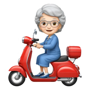 Granny on a scooter with super engine sticker