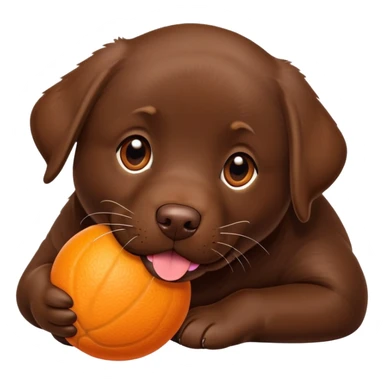 Chocolate lab with orange ball in mouth sticker