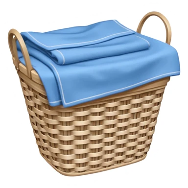white LAUNDRY BASKET WITH FOLDED blue CLOTHES sticker