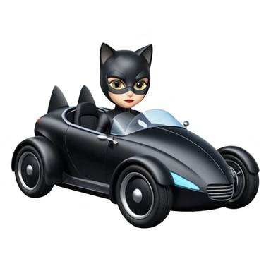 Hot rod comical Cat Woman’s stealth burglar sporty futuristic pursuit mobile two seater car  sticker