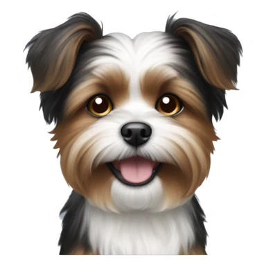 Black brown and white shorkie dog smiling sticker