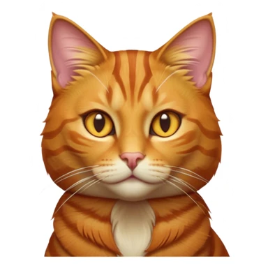 Cinematic Noble Ginger Tabby Cat Portrait Emoji, Poised and regal, with sleek orange-brown fur featuring bold tabby stripes and a distinct M-shaped marking on the forehead, bright amber eyes, Simplified yet sharp and sophisticated features, highly detailed, glowing with a soft, dignified glow, high shine, intelligent and graceful, stylized with an air of elegance, focused and attentive, soft glowing outline, capturing the essence of a watchful and refined feline, so majestic it feels as though it could glide across the screen with effortless confidence! sticker