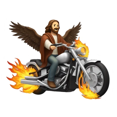 Jesus riding a flaming motorcycle with eagles all round him sticker