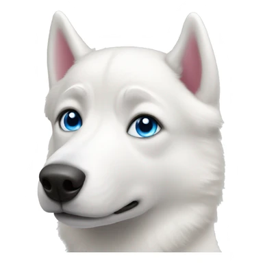 White husky with blue eyes and pink nose sticker
